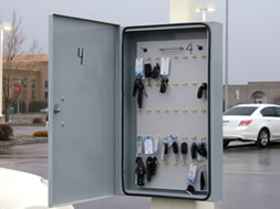 Photo of auto dealership key lock box.